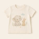 Áo thun cotton tay ngắn in hình thú