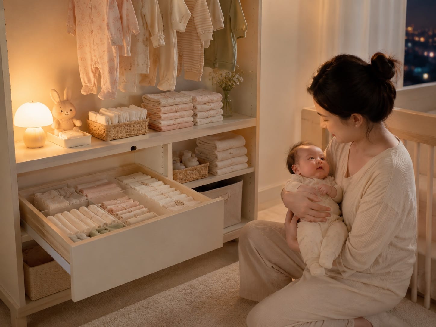 Sắp xếp tủ đồ cho bé sơ sinh sao cho dễ lấy lúc nửa đêm